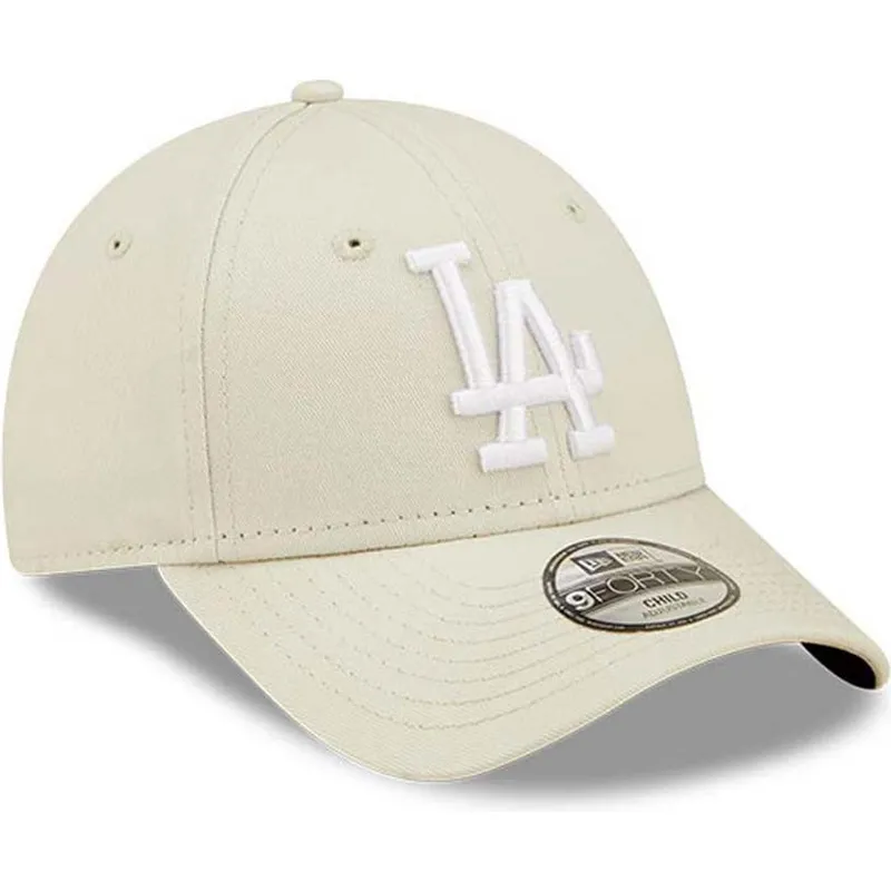 mutzen-gebogen-beige-verstellbares-band-fur-kinder-9forty-league-essential-der-los-angeles-dodgers-mlb-von-new-era