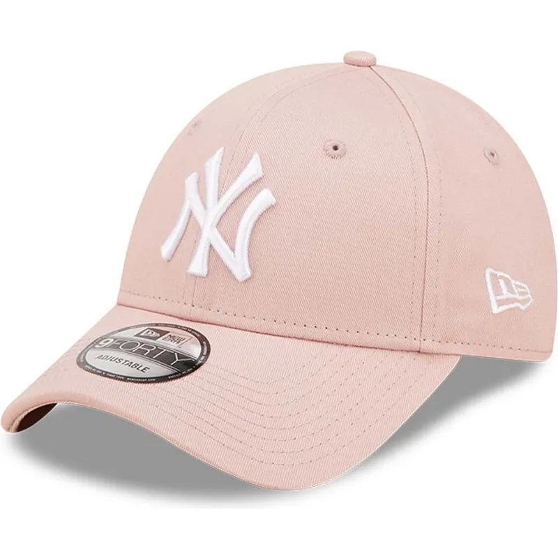 mutzen-gebogen-rosa-verstellbares-band-9forty-league-essential-der-new-york-yankees-mlb-von-new-era