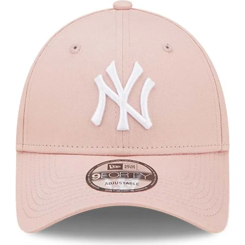 mutzen-gebogen-rosa-verstellbares-band-9forty-league-essential-der-new-york-yankees-mlb-von-new-era