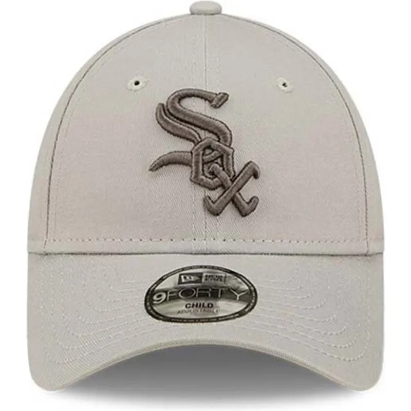 mutzen-gebogen-beige-verstellbares-band-fur-kinder-9forty-league-essential-der-chicago-white-sox-mlb-von-new-era