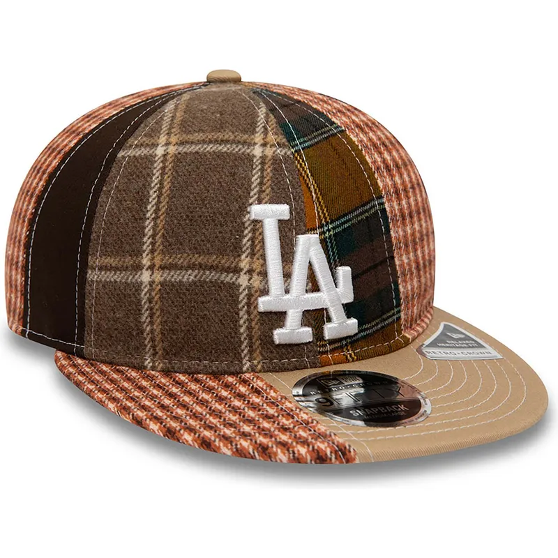 mutzen-flach-braun-verstellbares-band-9fifty-patch-panel-der-los-angeles-dodgers-mlb-von-new-era