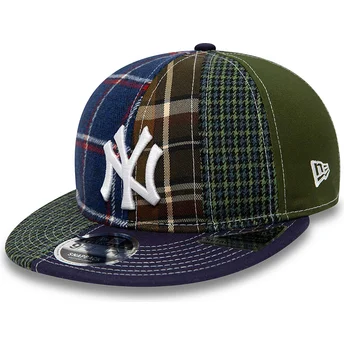 New Era Flat Brim 9FIFTY Patch Panel New York Yankees MLB Navy Blue and Green Adjustable Cap