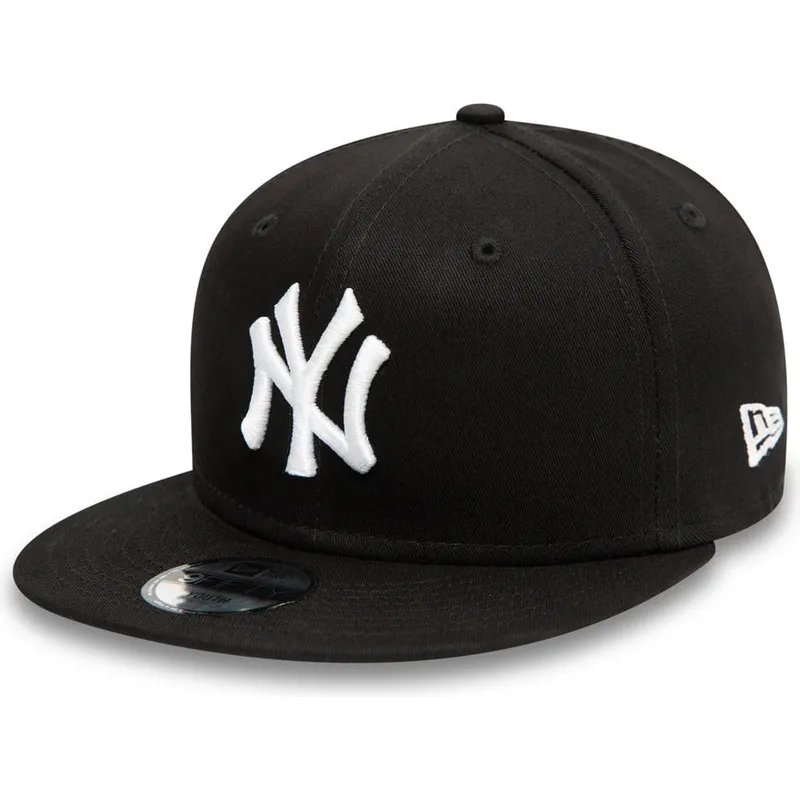 mutzen-flach-schwarz-snapback-fur-kinder-9fifty-essential-der-new-york-yankees-mlb-von-new-era