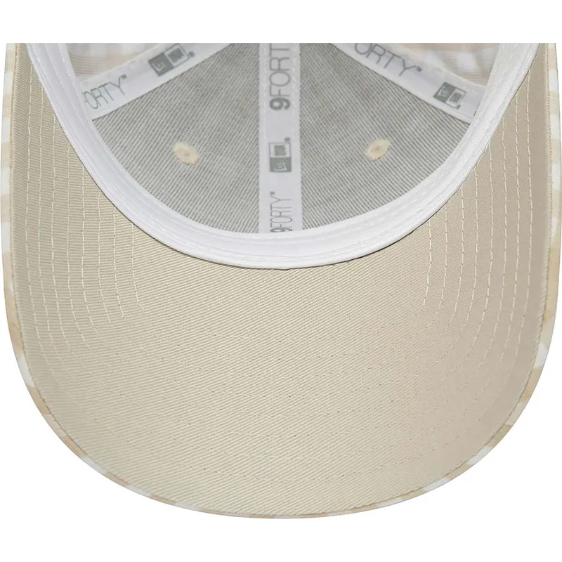 mutzen-gebogen-beige-verstellbares-band-9forty-gingham-der-new-york-yankees-mlb-von-new-era