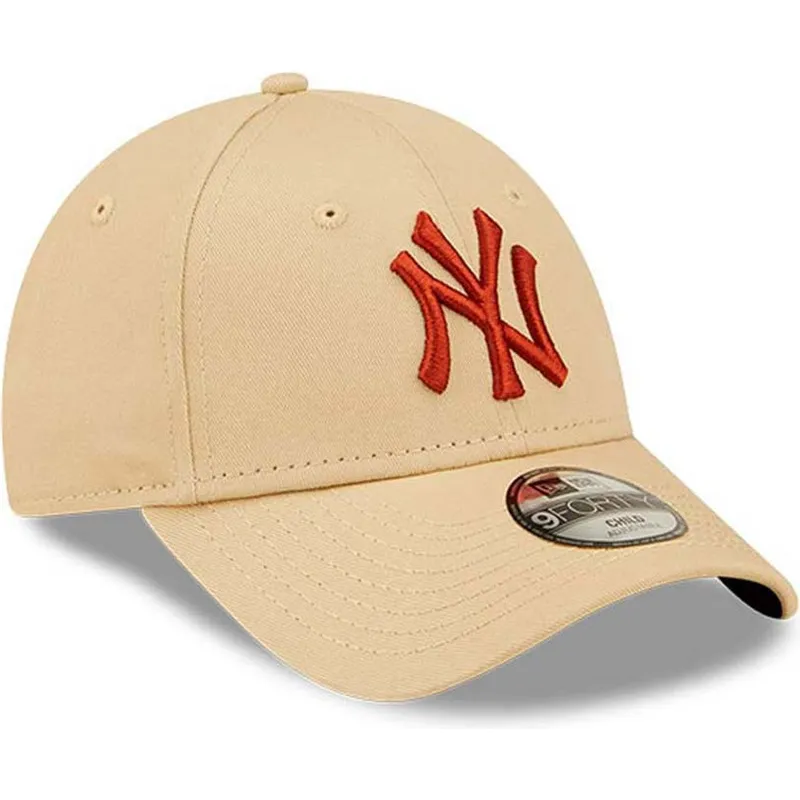 mutzen-gebogen-beige-verstellbares-band-fur-kinder-marron-9forty-league-essential-der-new-york-yankees-mlb-von-new-era