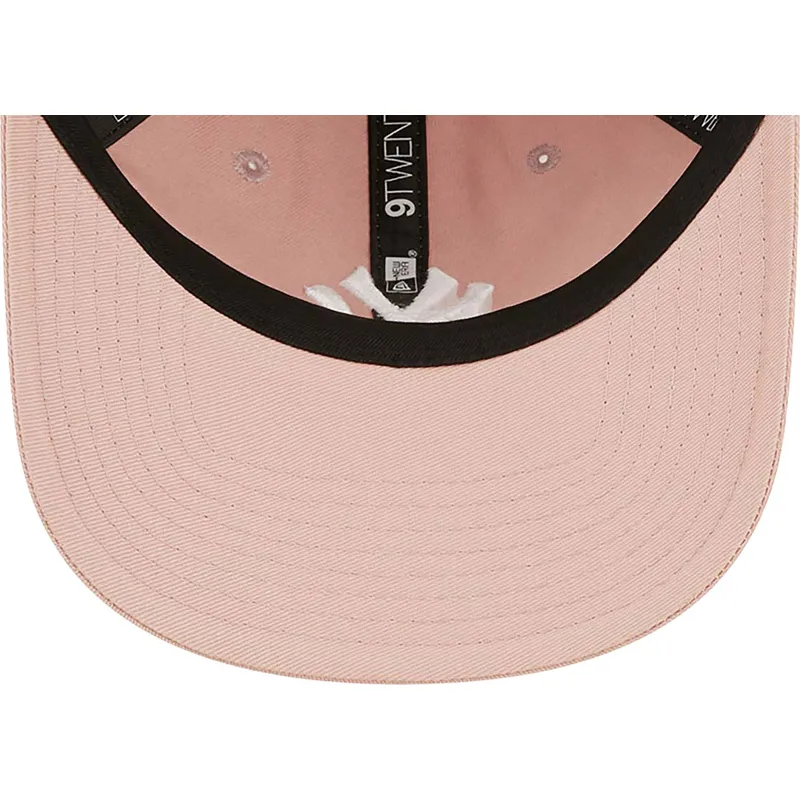 mutzen-gebogen-rosa-verstellbares-band-9twenty-league-essential-der-new-york-yankees-mlb-von-new-era