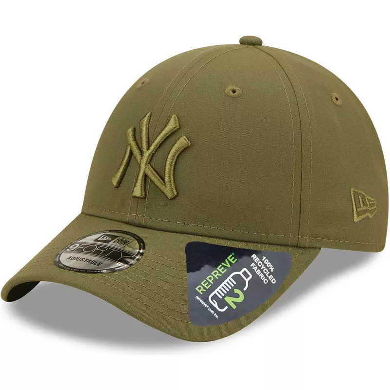 new-era-curved-brim-green-logo-9forty-repreve-new-york-yankees-mlb-green-snapback-cap