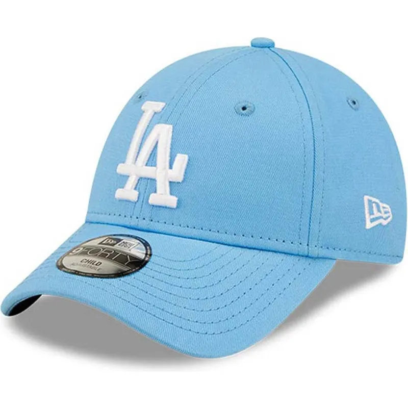mutzen-gebogen-blau-verstellbares-band-fur-kinder-9forty-league-essential-der-los-angeles-dodgers-mlb-von-new-era