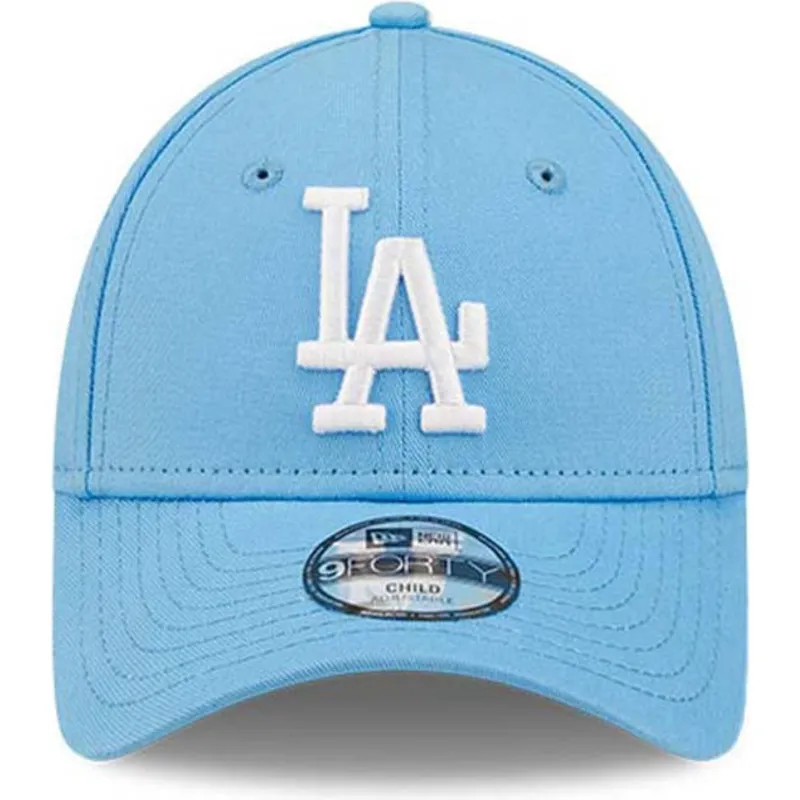 mutzen-gebogen-blau-verstellbares-band-fur-kinder-9forty-league-essential-der-los-angeles-dodgers-mlb-von-new-era