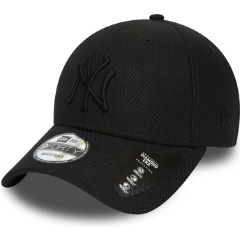 Schwarze verstellbare Curved Cap mit schwarzem Logo 9FORTY Diamond Era der New York Yankees MLB von New Era