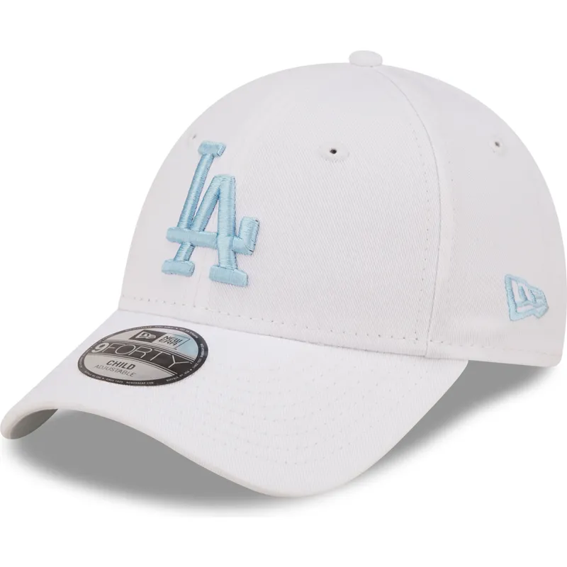 mutzen-gebogen-weiss-verstellbares-band-fur-kinder-9forty-league-essential-der-los-angeles-dodgers-mlb-von-new-era