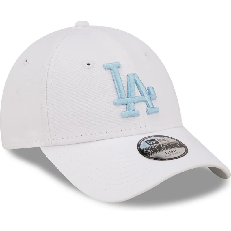 mutzen-gebogen-weiss-verstellbares-band-fur-kinder-9forty-league-essential-der-los-angeles-dodgers-mlb-von-new-era