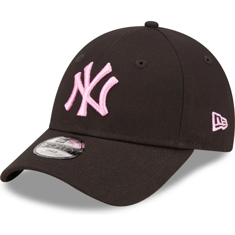 mutzen-gebogen-schwarz-verstellbares-band-fur-kinder-rosa-9forty-league-essential-der-new-york-yankees-mlb-von-new-era