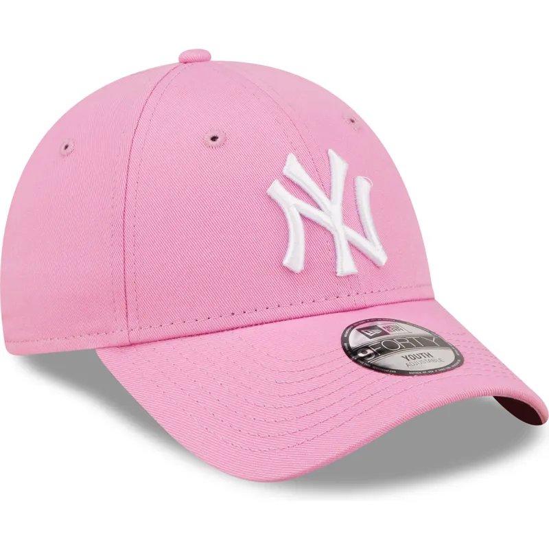 mutzen-gebogen-rosa-verstellbares-band-fur-kinder-9forty-league-essential-der-new-york-yankees-mlb-von-new-era