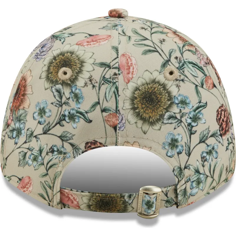 mutzen-gebogen-beige-verstellbares-band-9forty-all-over-print-floral-der-new-york-yankees-mlb-von-new-era