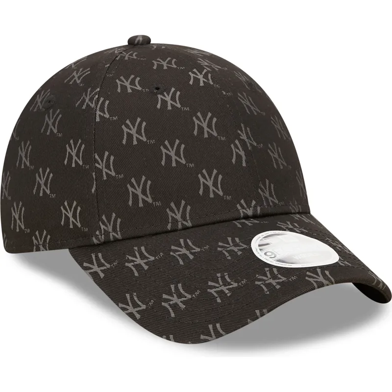 schwarze-gebogene-verstellbare-damenkappe-9forty-monogram-der-new-york-yankees-mlb-von-new-era