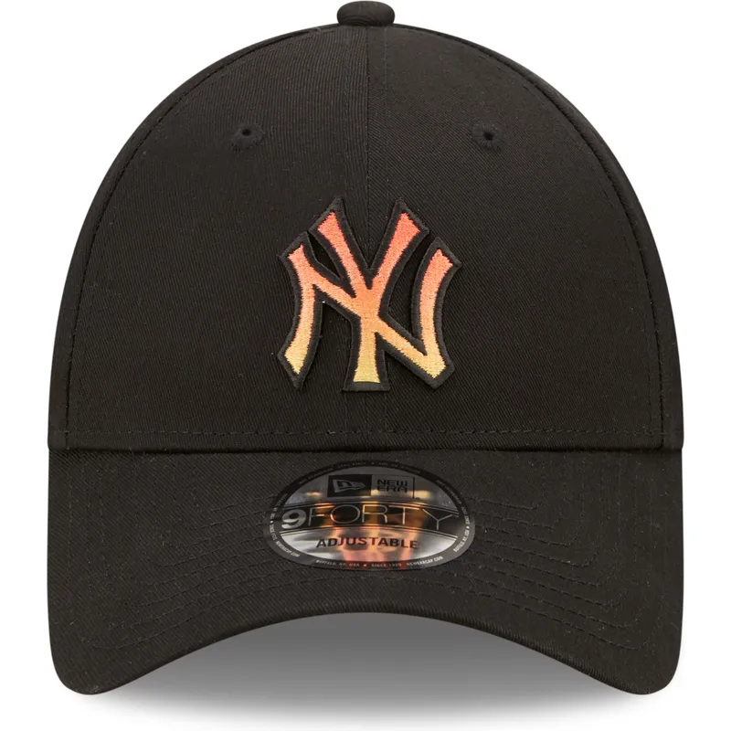 schwarze-verstellbare-curved-cap-mit-orangefarbenem-logo-9forty-gradient-infill-der-new-york-yankees-mlb-von-new-era