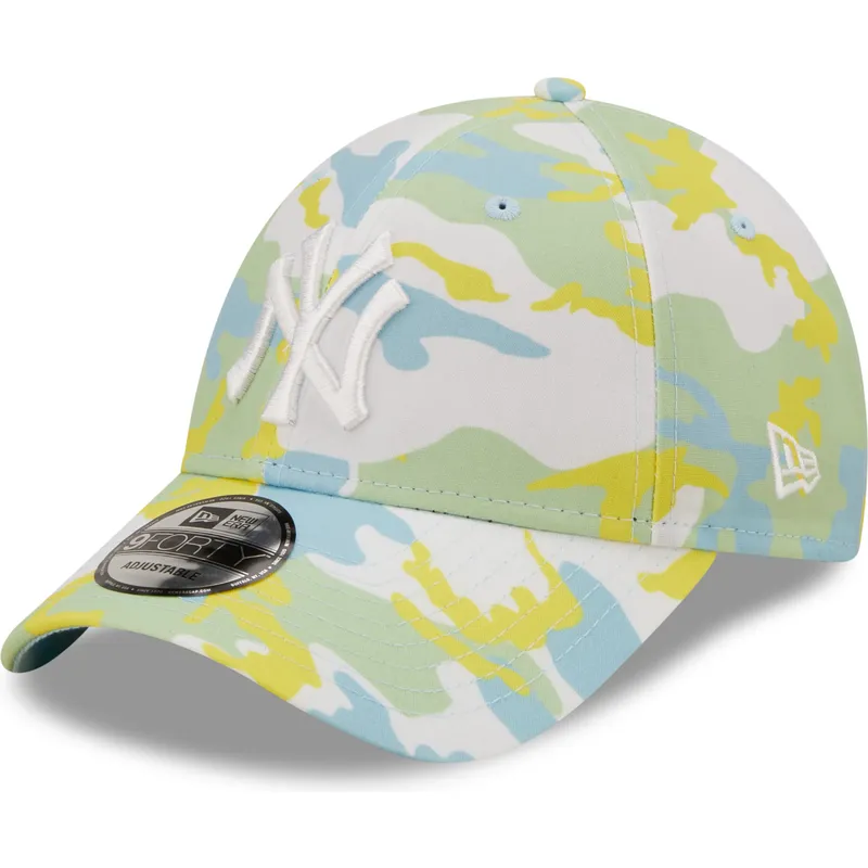 mutzen-gebogen-grun-verstellbares-band-9forty-all-over-print-seasonal-der-new-york-yankees-mlb-von-new-era