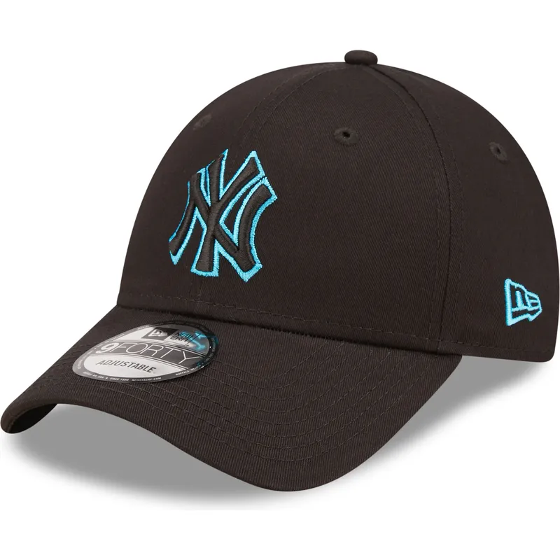 mutzen-gebogen-schwarz-verstellbares-band-9forty-neon-outline-der-new-york-yankees-mlb-von-new-era