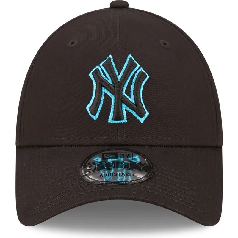 mutzen-gebogen-schwarz-verstellbares-band-9forty-neon-outline-der-new-york-yankees-mlb-von-new-era