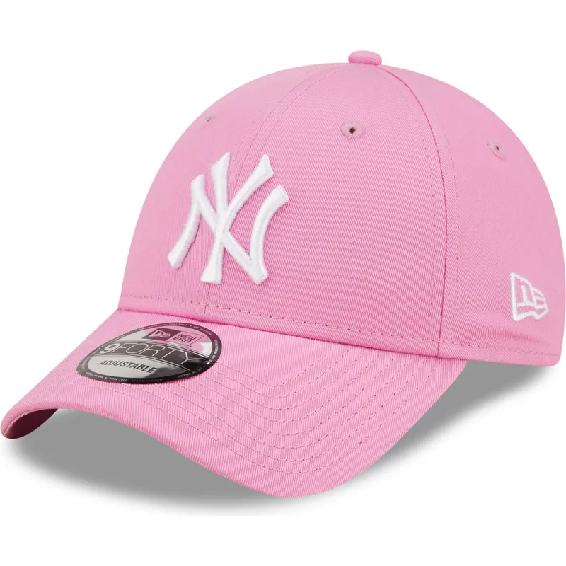 mutzen-gebogen-rosa-verstellbares-band-9forty-league-essential-der-new-york-yankees-mlb-von-new-era