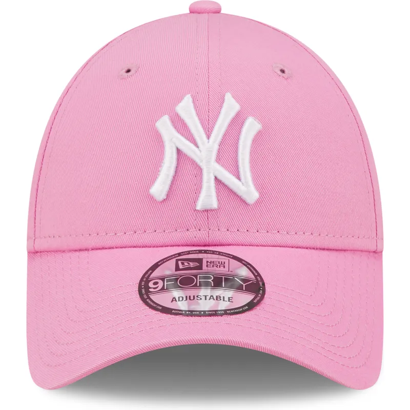 mutzen-gebogen-rosa-verstellbares-band-9forty-league-essential-der-new-york-yankees-mlb-von-new-era