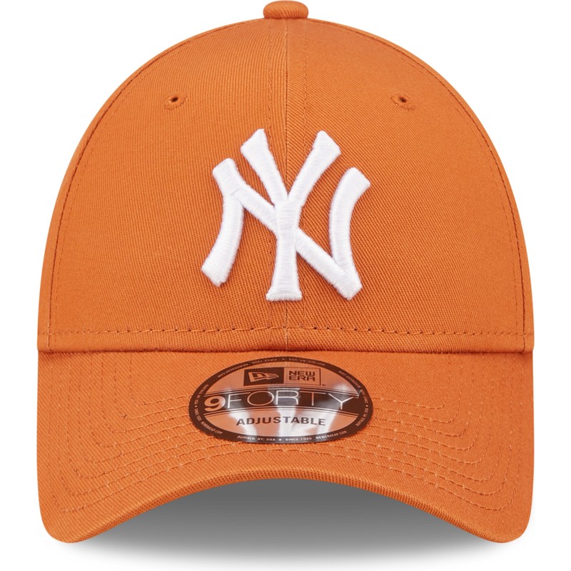 new-era-curved-brim-9forty-league-essential-new-york-yankees-mlb-orange-adjustable-cap