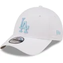 verstellbare-weisse-kappe-mit-gebogenem-schirm-und-blauem-logo-9forty-league-essential-der-los-angeles-dodgers-mlb-von-new-era