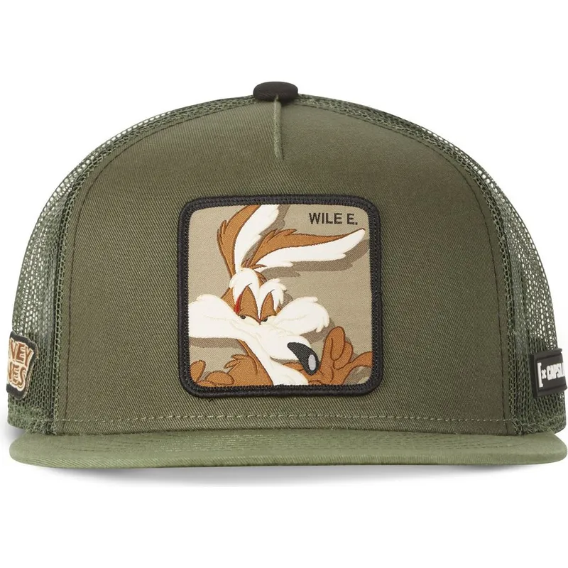mutzen-flach-grun-snapback-kojote-looney-tunes-von-capslab