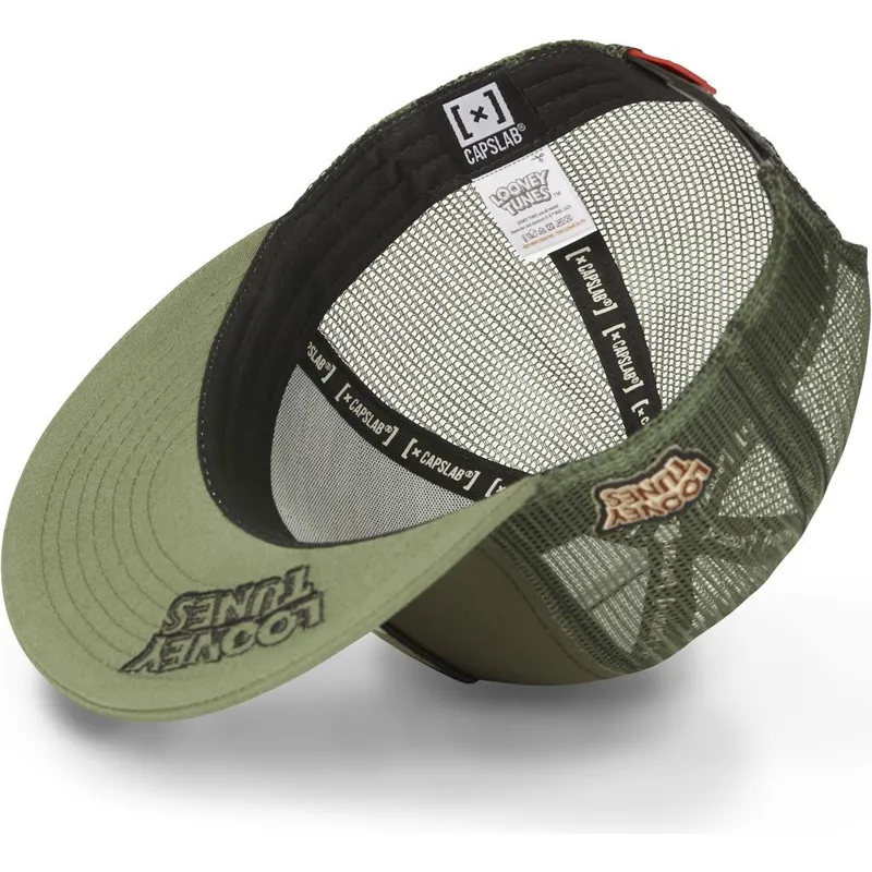 mutzen-flach-grun-snapback-kojote-looney-tunes-von-capslab
