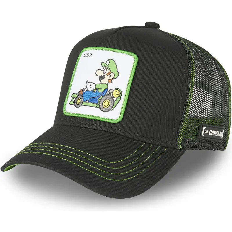schwarze-trucker-cap-luigi-kart-lui1-super-mario-bros-von-capslab