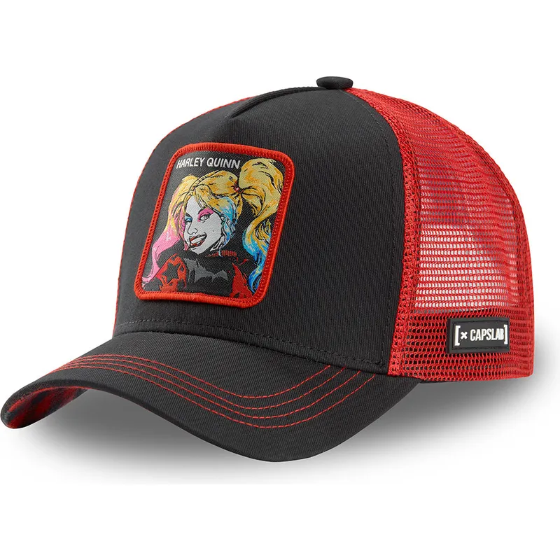 mutzen-gebogen-schwarz-snapback-harley-quinn-dc-comics-von-capslab mutzen-gebogen-schwarz-snapback-harley-quinn-dc-comics-von-capslab