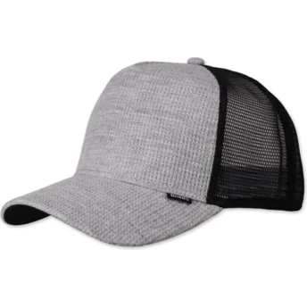 Graue und schwarze Trucker-Kappe HFT WaffleJersey von Djinns