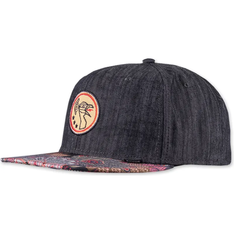schwarze-flache-snapback-kappe-peacock-linen-rev-von-djinns