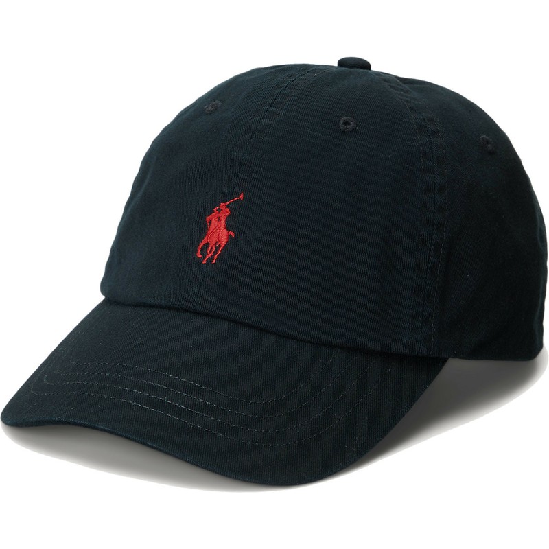 polo-ralph-lauren-curved-brim-red-logo-cotton-chino-classic-sport-black-adjustable-cap