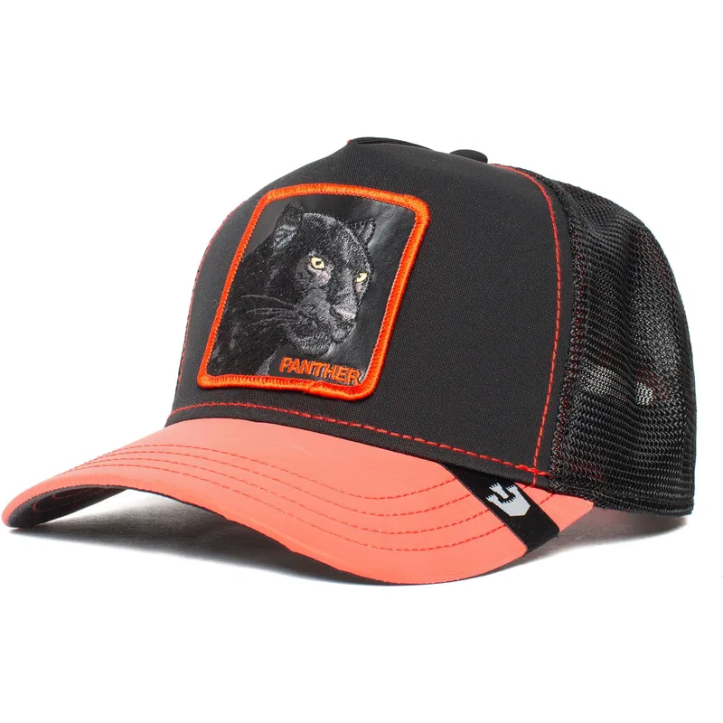 trucker-cap-schwarz-und-rot-panther-black-panther-dark-shines-the-farm-von-goorin-bros