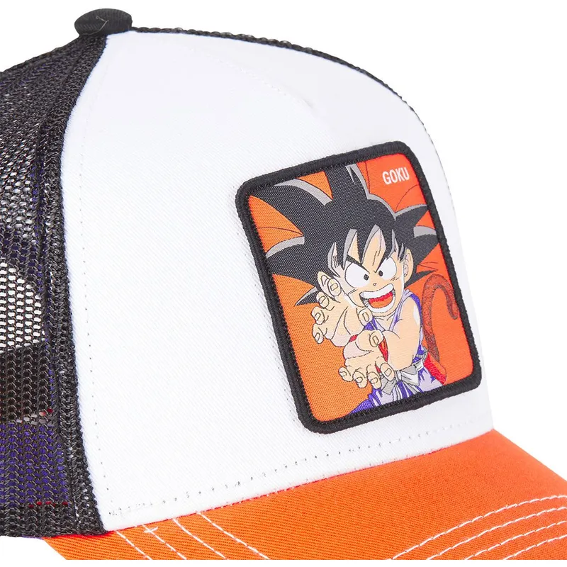 trucker-cap-weiss-schwarz-und-orange-son-goku-kind-db3-gok2-dragon-ball-von-capslab