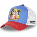 trucker-cap-blau-weiss-und-rot-monkey-d-luffy-op2-luf2-one-piece-von-capslab