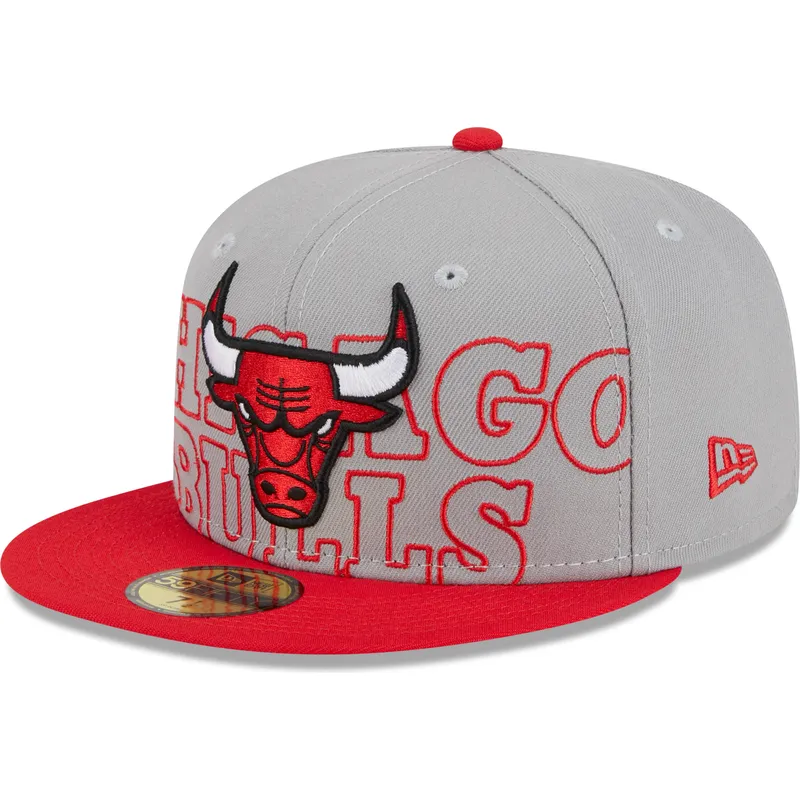 graue-und-rote-anliegende-flat-cap-59fifty-draft-edition-2023-der-chicago-bulls-nba-von-new-era
