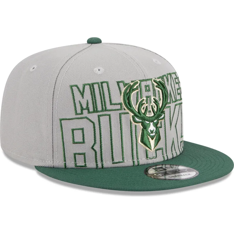 graue-und-grune-flatcap-snapback-9fifty-draft-edition-2023-der-milwaukee-bucks-nba-von-new-era