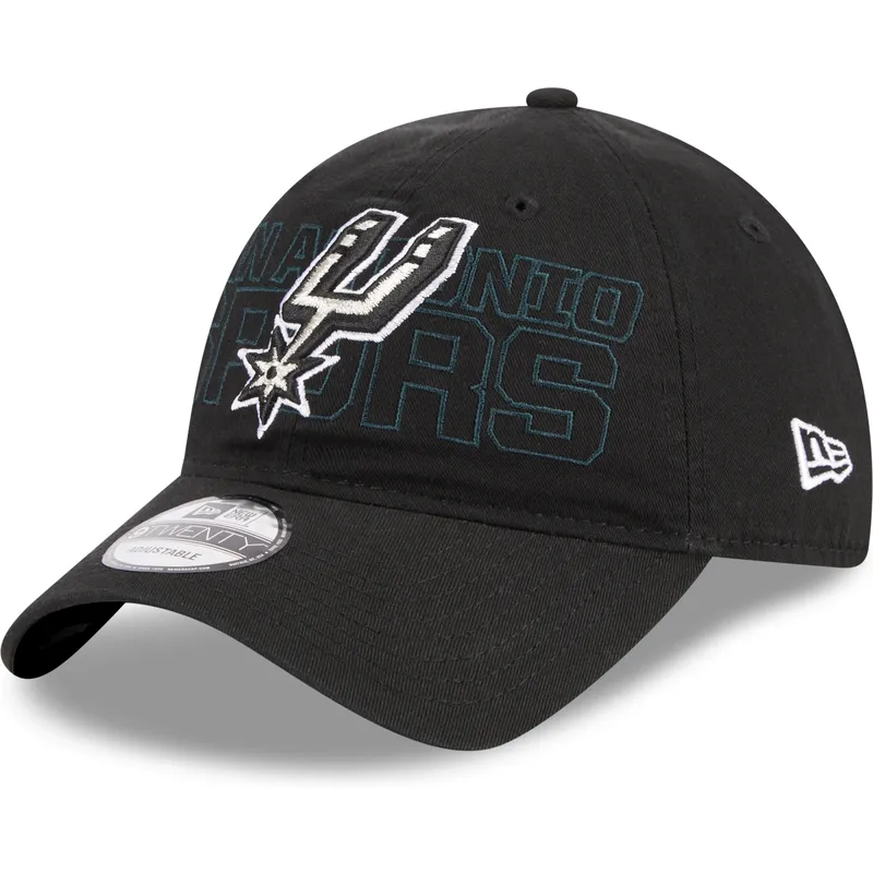 mutzen-gebogen-schwarz-verstellbares-band-9twenty-draft-edition-2023-der-san-antonio-spurs-nba-von-new-era