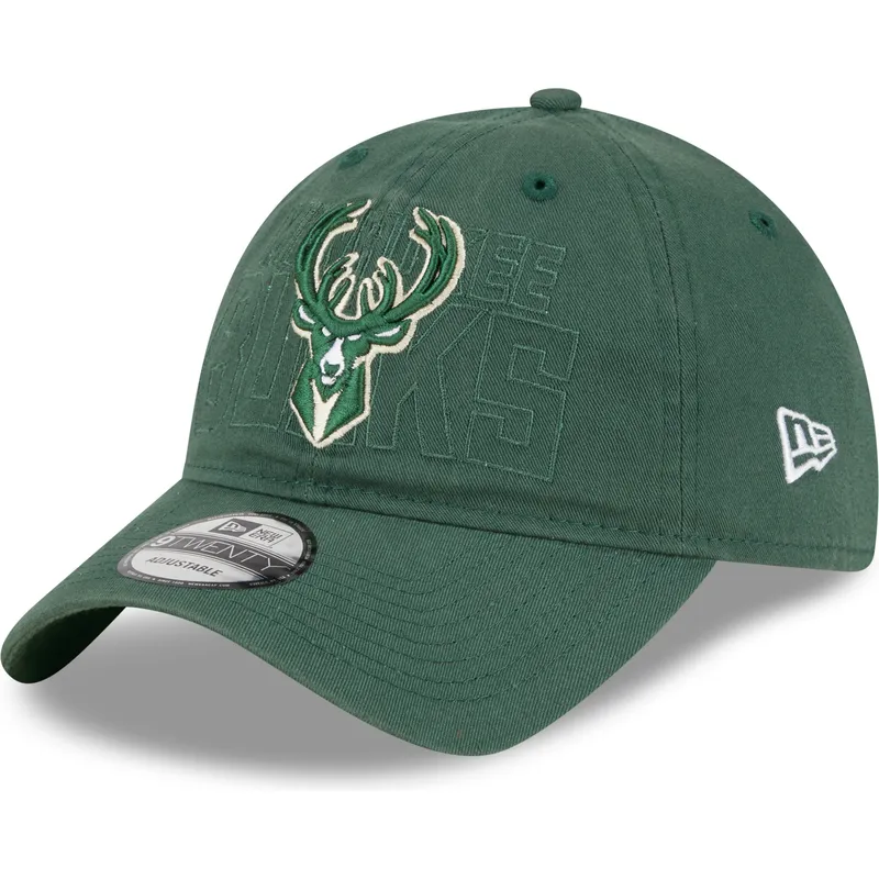 grune-verstellbare-curved-cap-9twenty-draft-edition-2023-der-milwaukee-bucks-nba-von-new-era