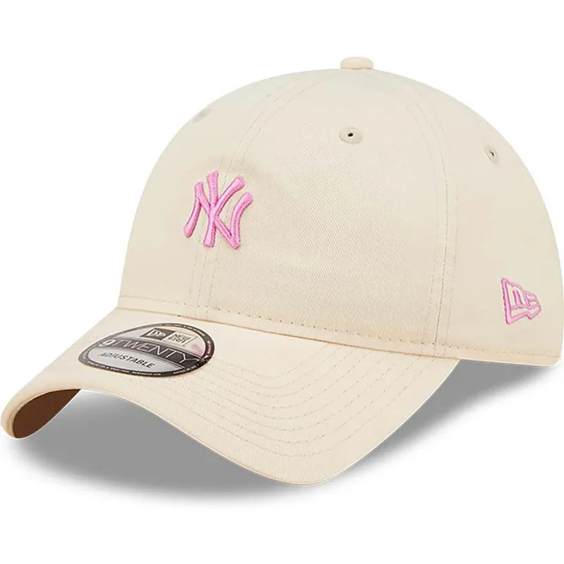 mutzen-gebogen-rosa-verstellbares-band-claro-9twenty-mini-der-new-york-yankees-mlb-von-new-era
