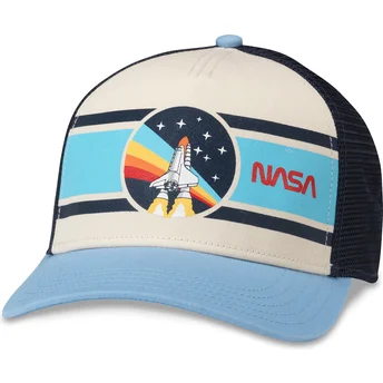 American Needle NASA Sinclair Snapback Trucker Cap in Beige, Marineblau und Hellblau
