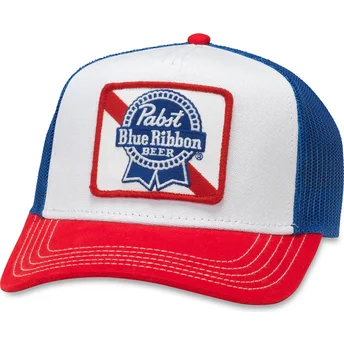 Snapback-Trucker-Cap in Weiß, Blau und Rot Pabst Blue Ribbon Valin von American Needle