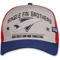 coastal-single-fin-brothers-hft-beige-red-and-blue-trucker-hat