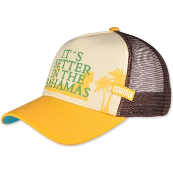 Gelbe und braune Trucker-Kappe It's Better In The Bahamas HFT von Coastal