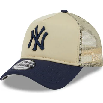 mutzen-gebogen-beige-snapback-9forty-a-frame-all-day-der-new-york-yankees-mlb-von-new-era