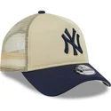 new-era-9forty-a-frame-all-day-trucker-new-york-yankees-mlb-beige-and-navy-blue-trucker-hat