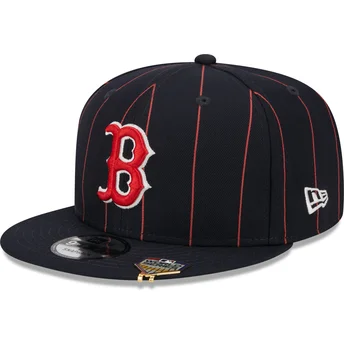 Marineblaue flache Snapback-Kappe 9FIFTY Pinstripe Visor Clip der Boston Red Sox MLB von New Era
